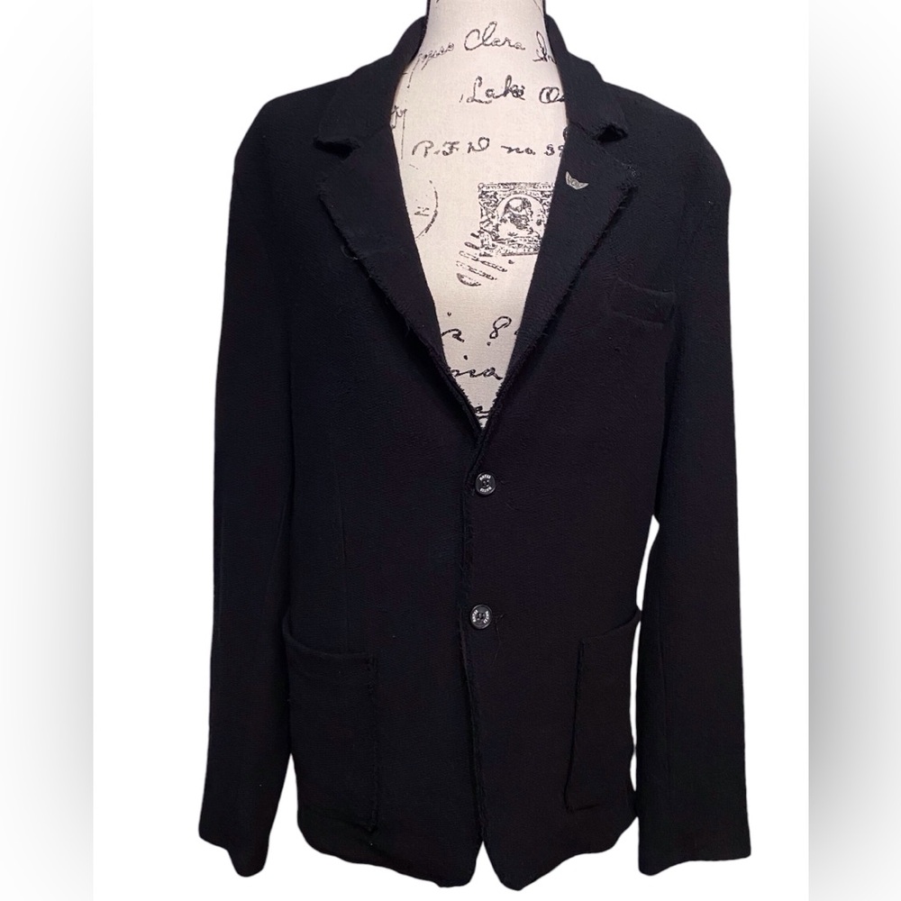Ron Tomson RNT23 Black Cardigan Blazer Raw Frayed Hem NWT XXL